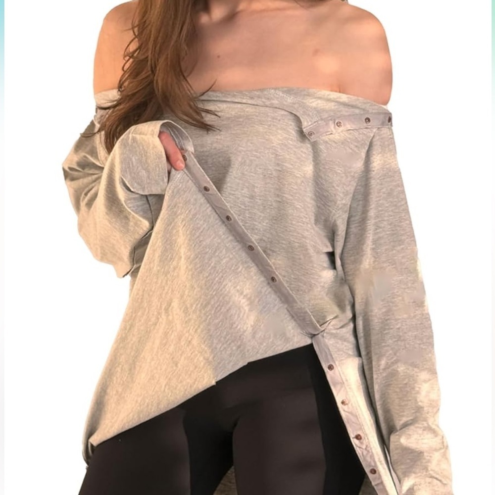 Snap Open Tearaway Easy Access Long Sleeve T-Shirt